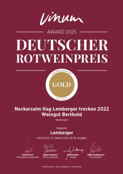 Preview: 2022-er Lemberger Neckarsulmer Hag QbA trocken - Weingut Berthold